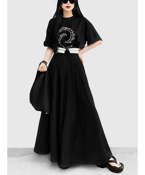 LVEU.（ラブユ.）の「【LVEU.】サークルロゴプリントオーバＴシャツ(Aiselect) / トップス Tシャツ 半袖 オーバー プリント グラフィック ブラック ホワイト（Tシャツ/カットソー・レディース・ホワイト/ブラック・FREE）」の14枚目の写真