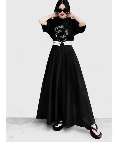 LVEU.（ラブユ.）の「【LVEU.】サークルロゴプリントオーバＴシャツ(Aiselect) / トップス Tシャツ 半袖 オーバー プリント グラフィック ブラック ホワイト（Tシャツ/カットソー・レディース・ホワイト/ブラック・FREE）」の7枚目の写真