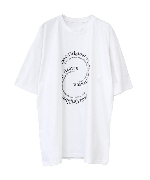 LVEU.（ラブユ.）の「【LVEU.】サークルロゴプリントオーバＴシャツ(Aiselect) / トップス Tシャツ 半袖 オーバー プリント グラフィック ブラック ホワイト（Tシャツ/カットソー・レディース・ホワイト/ブラック・FREE）」の6枚目の写真