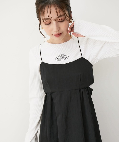 VIS（ビス）の「【FRUIT OF THE LOOM別注】テレコロゴ短丈ロングTシャツ【洗える】（Tシャツ/カットソー・レディース・グリーン系その他/グレー/オフホワイト・FREE）」の7枚目の写真