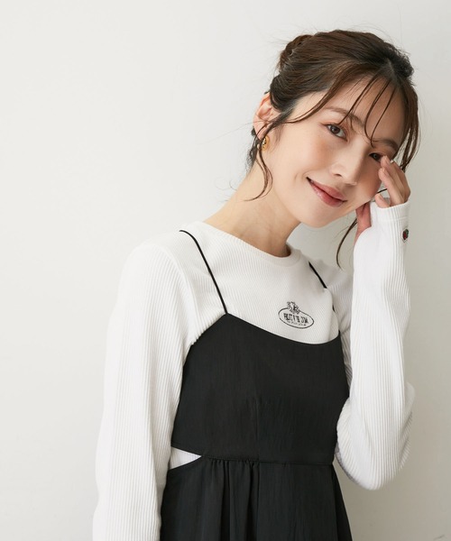 VIS（ビス）の「【FRUIT OF THE LOOM別注】テレコロゴ短丈ロングTシャツ【洗える】（Tシャツ/カットソー・レディース・グリーン系その他/グレー/オフホワイト・FREE）」の8枚目の写真