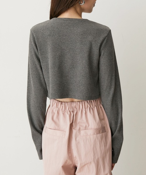 VIS（ビス）の「【FRUIT OF THE LOOM別注】テレコロゴ短丈ロングTシャツ【洗える】（Tシャツ/カットソー・レディース・グリーン系その他/グレー/オフホワイト・FREE）」の16枚目の写真