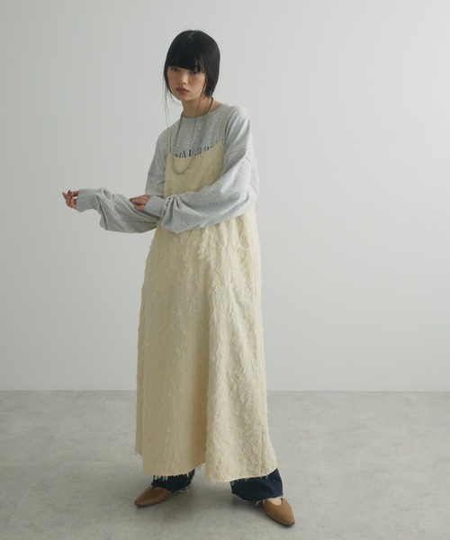 armonia(アルモニーア)の「a. フェザージャガードキャミワンピース(ワンピース・レディース・ブラック/アイボリー/グリーン・FREE)」の1枚目の写真