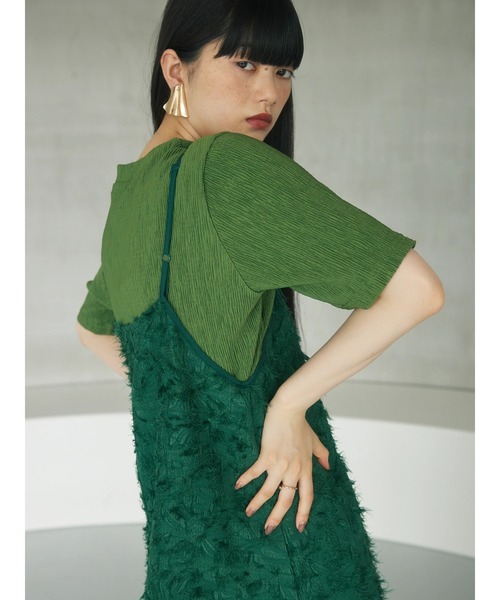 armonia(アルモニーア)の「a. フェザージャガードキャミワンピース(ワンピース・レディース・ブラック/アイボリー/グリーン・FREE)」の8枚目の写真