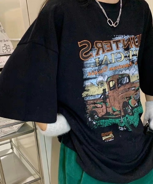 Sibra（シブラ）の「オーバーサイズプリントTシャツ（Tシャツ/カットソー・レディース・ブラック/ブラウン・M）」の13枚目の写真