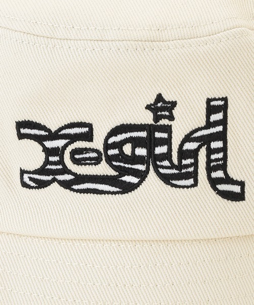 X-girl Stages（エックスガールステージス）の「アニマルロゴバケットハット（キャップ・キッズ・アイボリー/ブラック・S(48-52cm)/M(52-56cm)）」の9枚目の写真