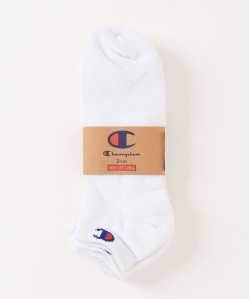 Champion(チャンピオン)の「【CHAMPION/チャンピオン】 ショートレングスソックス3P CMSCY402 ワンポイントロゴ 3足組(ソックス/靴下・メンズ・ネイビー/ホワイト/ブラック/グレー・MEDIUM/LARGE/SMALL)」の1枚目の写真
