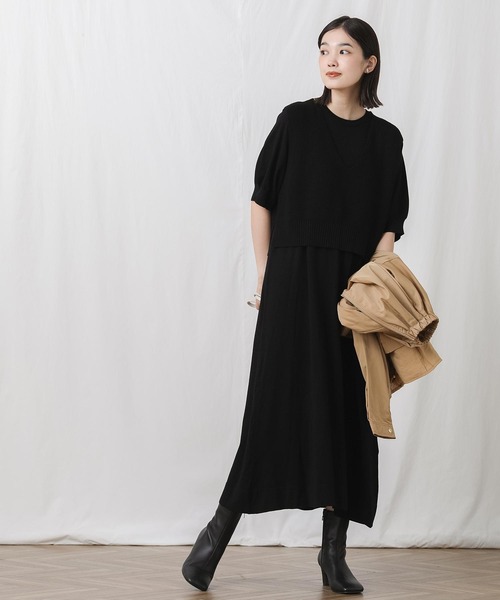 CLOCHE（クロシェ）の「ビスチェSETニット5分袖ワンピース