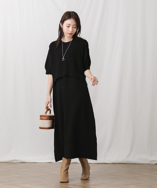 CLOCHE（クロシェ）の「ビスチェSETニット5分袖ワンピース