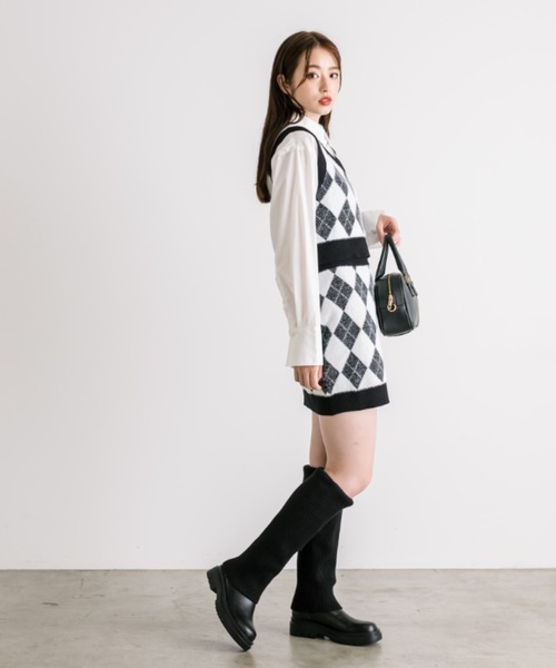 OLIVE des OLIVE（オリーブデオリーブ）の「ハートタグ付きクロップドシャツ　1032040110（シャツ/ブラウス・レディース・オフホワイト/サックスブルー・FREE）」の4枚目の写真