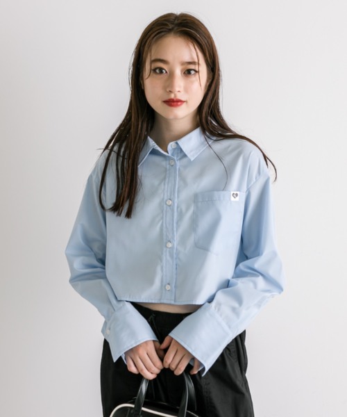 OLIVE des OLIVE（オリーブデオリーブ）の「ハートタグ付きクロップドシャツ　1032040110（シャツ/ブラウス・レディース・オフホワイト/サックスブルー・FREE）」の15枚目の写真