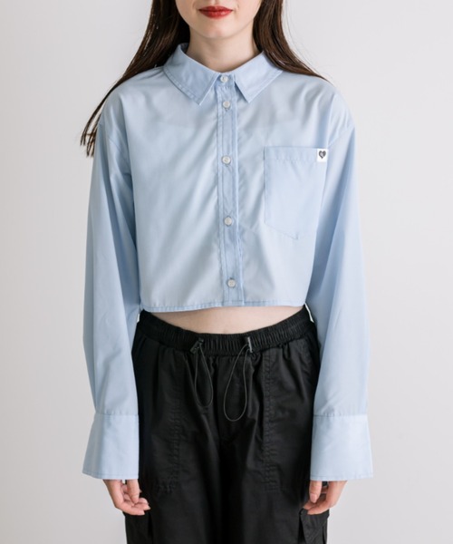 OLIVE des OLIVE（オリーブデオリーブ）の「ハートタグ付きクロップドシャツ　1032040110（シャツ/ブラウス・レディース・オフホワイト/サックスブルー・FREE）」の18枚目の写真