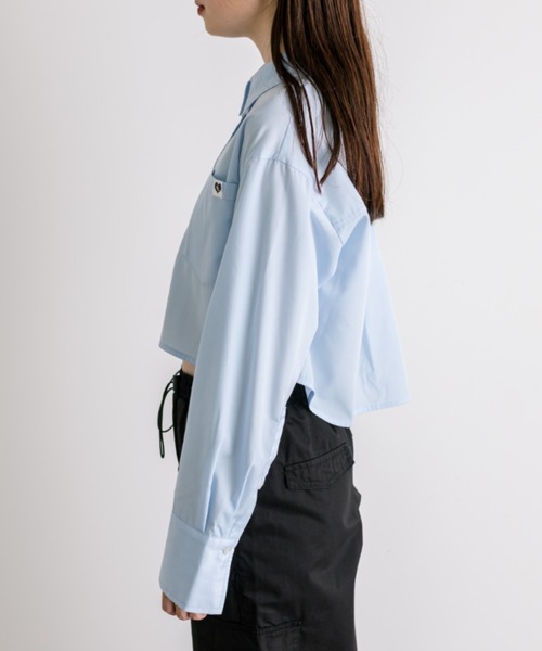 OLIVE des OLIVE（オリーブデオリーブ）の「ハートタグ付きクロップドシャツ　1032040110（シャツ/ブラウス・レディース・オフホワイト/サックスブルー・FREE）」の19枚目の写真