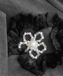 LA POMME petit レースフラワーアップリケジャケット LA POMME petit（ラポミ・プチ）の「Lace Flower Gray Jacket レース