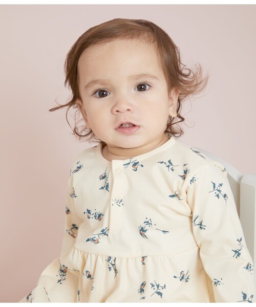 PETIT BATEAU(プチバトー)の「コットンジャージワンピース(ワンピース・キッズ・ホワイト系その他・12MONTH/24MONTH/36MONTH/18MONTH)」の2枚目の写真