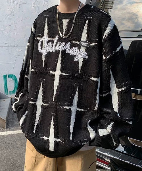 ROOPTOKYO（ループトウキョウ）の「▲デザインニット ストリート（ニット/セーター・メンズ・ブラック/グリーン/ブラウン・M/L/XL）」の4枚目の写真