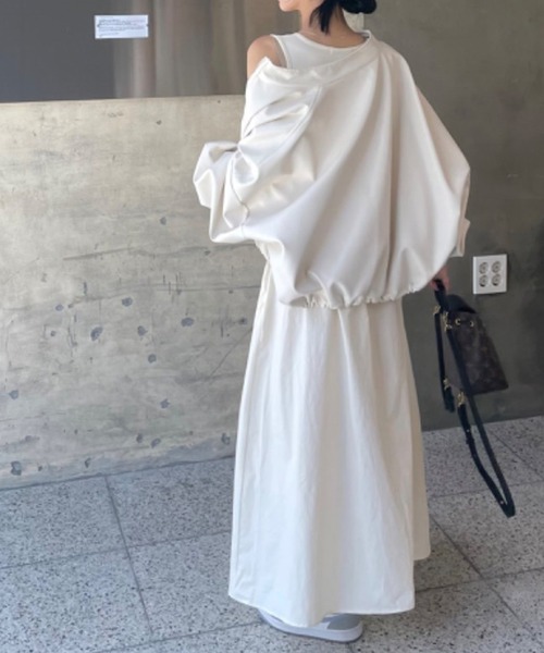 裾ドロストフェイクレザーブルゾン（ブルゾン）｜LYEON（リヨン）