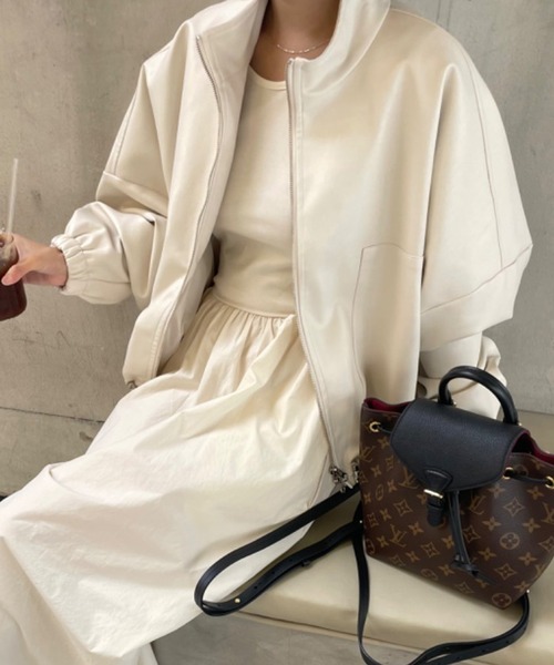 裾ドロストフェイクレザーブルゾン（ブルゾン）｜LYEON（リヨン）