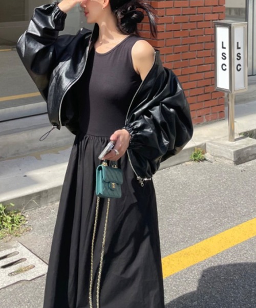 裾ドロストフェイクレザーブルゾン（ブルゾン）｜LYEON（リヨン）