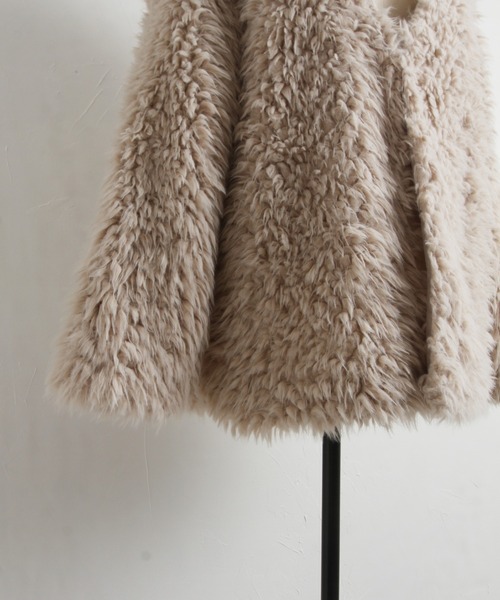 tocco closet（トッコ　クローゼット）の「オーバーサイズロングシャギーボアカーディガン（カーディガン/ボレロ・レディース・ピンク/アイボリー/グレイッシュベージュ/ブルー系その他・M）」の13枚目の写真