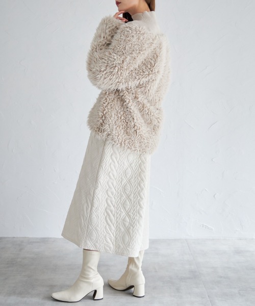 tocco closet（トッコ　クローゼット）の「オーバーサイズロングシャギーボアカーディガン（カーディガン/ボレロ・レディース・ピンク/アイボリー/グレイッシュベージュ/ブルー系その他・M）」の15枚目の写真