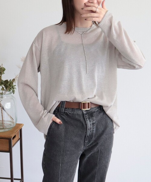 fredy emue(フレディエミュ)の「ラメロンT(Tシャツ/カットソー・レディース・ブラウン/ブラック/シルバー・38)」の11枚目の写真