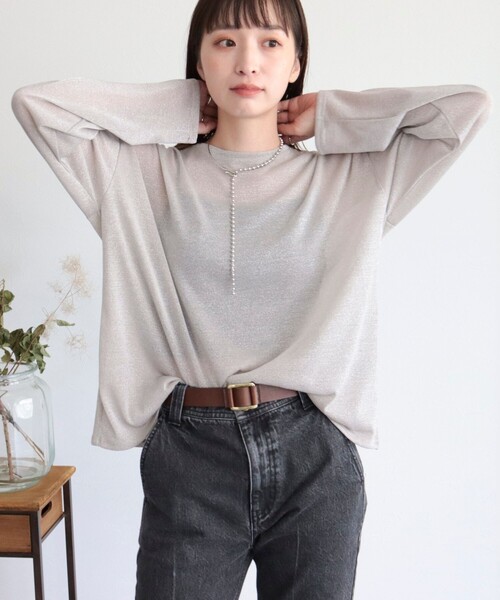 fredy emue(フレディエミュ)の「ラメロンT(Tシャツ/カットソー・レディース・ブラウン/ブラック/シルバー・38)」の12枚目の写真
