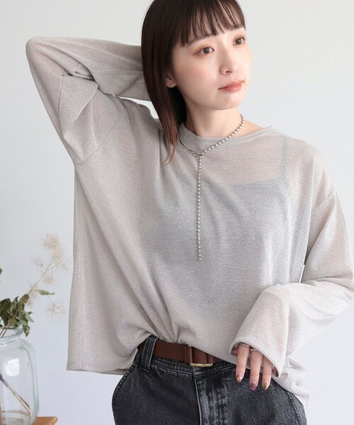 fredy emue(フレディエミュ)の「ラメロンT(Tシャツ/カットソー・レディース・ブラウン/ブラック/シルバー・38)」の14枚目の写真
