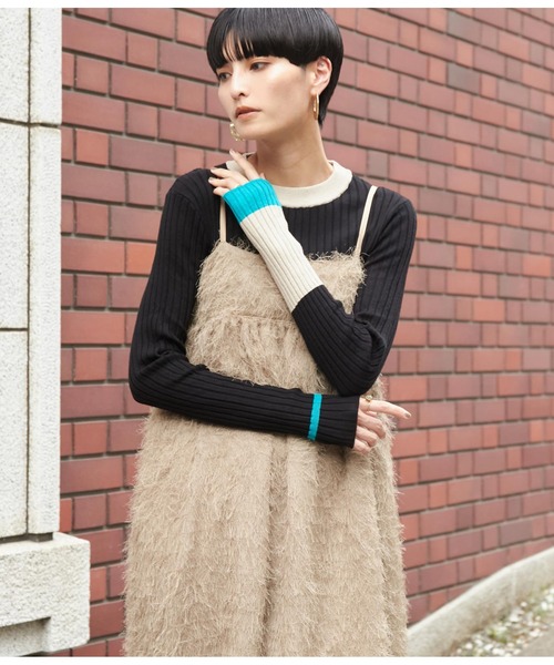 Settimissimo（セッティミッシモ）の「ワイドリブアシンメトリー配色デザインニット（ニット/セーター・レディース・ベージュ/ブラック/グレー・FREE）」の17枚目の写真