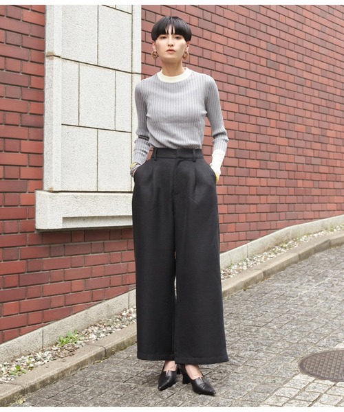 Settimissimo（セッティミッシモ）の「ワイドリブアシンメトリー配色デザインニット（ニット/セーター・レディース・ベージュ/ブラック/グレー・FREE）」の10枚目の写真