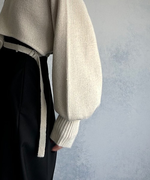 &g'aime(アンジェム)の「【&g'aime】カーブデザインウエストベルトセーター(ニット/セーター・レディース・ブラック/グレイッシュベージュ/ブルー・FREE)」の10枚目の写真