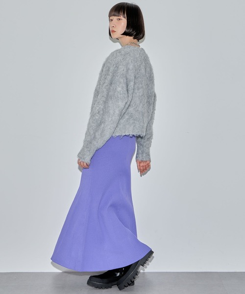 ELLEgirl（エルガール）の「スウェットライクリブニットマーメイドスカート【ELLEgirl/エル ガール】（スカート・レディース・グリーン/ブラック/パープル・FREE）」の16枚目の写真
