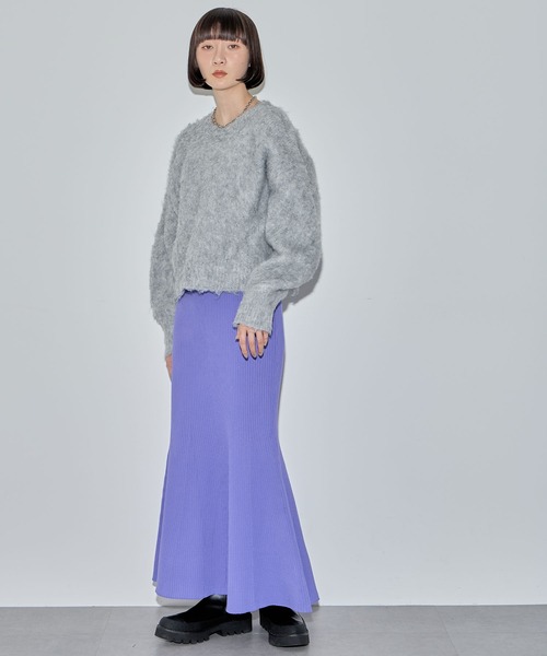 ELLEgirl（エルガール）の「スウェットライクリブニットマーメイドスカート【ELLEgirl/エル ガール】（スカート・レディース・グリーン/ブラック/パープル・FREE）」の17枚目の写真