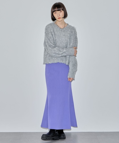ELLEgirl（エルガール）の「スウェットライクリブニットマーメイドスカート【ELLEgirl/エル ガール】（スカート・レディース・グリーン/ブラック/パープル・FREE）」の18枚目の写真