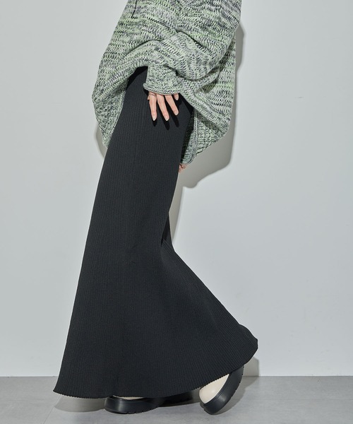 ELLEgirl（エルガール）の「スウェットライクリブニットマーメイドスカート【ELLEgirl/エル ガール】（スカート・レディース・グリーン/ブラック/パープル・FREE）」の6枚目の写真