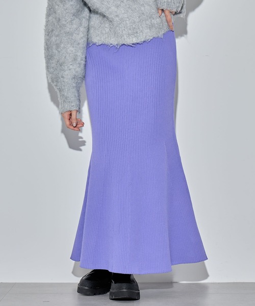 ELLEgirl（エルガール）の「スウェットライクリブニットマーメイドスカート【ELLEgirl/エル ガール】（スカート・レディース・グリーン/ブラック/パープル・FREE）」の13枚目の写真