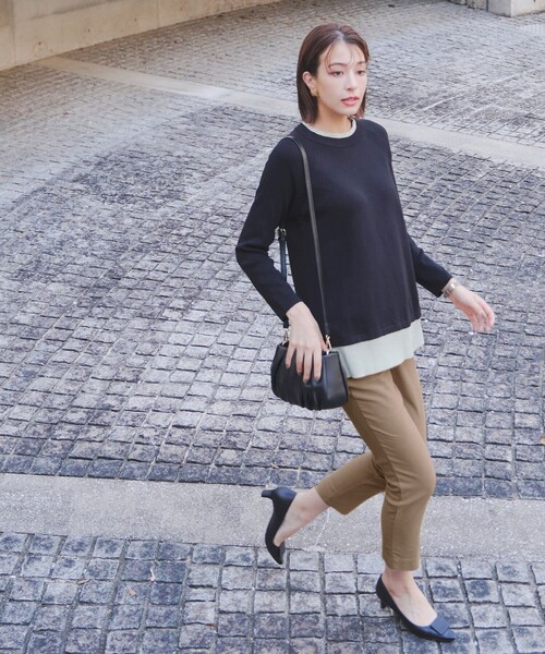 Tiaclasse(ティアクラッセ)の「【洗える】裏起毛ストレッチテーパードパンツ(その他パンツ・レディース・パープル/キャメル/レッド/ブラック・M/L/S)」の10枚目の写真
