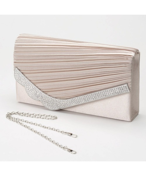 Callarus（カラルス）の「シェルプリーツサテンパーティバッグ（クラッチバッグ・レディース・グレー/ベージュ・FREE）」の2枚目の写真