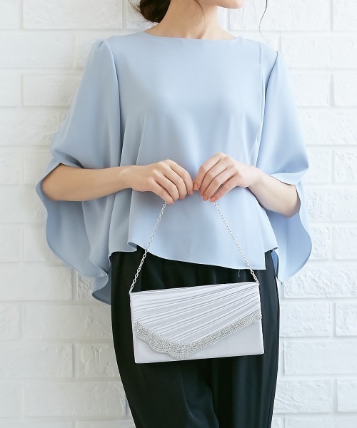 Callarus（カラルス）の「シェルプリーツサテンパーティバッグ（クラッチバッグ・レディース・グレー/ベージュ・FREE）」の8枚目の写真