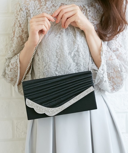 Callarus（カラルス）の「シェルプリーツサテンパーティバッグ（クラッチバッグ・レディース・グレー/ベージュ・FREE）」の5枚目の写真