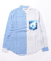 Desigual | 花モチーフ ストライプパッチワーク シャツ(シャツ/ブラウス)