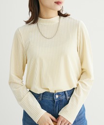 ・SUGAR　SPOON　ベロアストライプハイネック