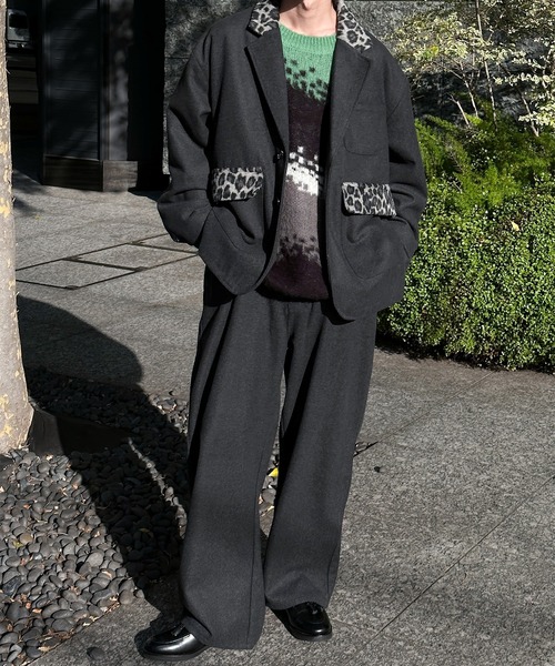 Perushu（ペルーシュ）の「レオパードパッチワークストレートパンツ（その他パンツ・メンズ・チャコールグレー/ダークブラウン・MEDIUM/SMALL/LARGE）」の8枚目の写真