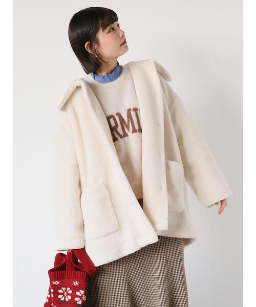 ehka sopo（エヘカソポ）の「ビッグカラーボアジャケット（ノーカラー