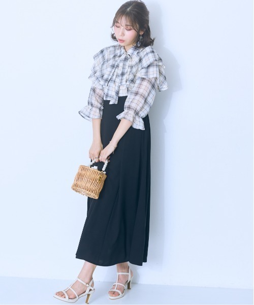 marun(マルン)の「<大きいサイズ> ハートドット柄ブラウスドッキングワンピース marun(ワンピース・レディース・ブラック/キャメル/ベージュ系/ブラック系その他/レッド系/ブラック系その他2・L/LL/3L/4L/5L)」の3枚目の写真
