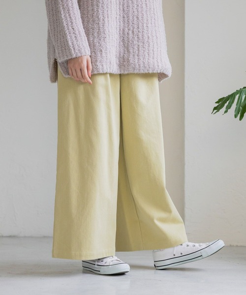 studio CLIP（スタディオクリップ）の「起毛ワイドパンツ[プチ・プラスサイズあり]（その他パンツ・レディース・アイボリー/ライトベージュ/ネイビー/イエロー・MEDIUM/LARGE/PF/ﾌﾘｰ(L)）」の4枚目の写真