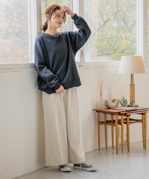 studio CLIP（スタディオクリップ）の「起毛ワイドパンツ[プチ・プラスサイズあり]（その他パンツ・レディース・アイボリー/ライトベージュ/ネイビー/イエロー・MEDIUM/LARGE/PF/ﾌﾘｰ(L)）」の6枚目の写真