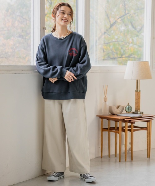 studio CLIP（スタディオクリップ）の「起毛ワイドパンツ[プチ・プラスサイズあり]（その他パンツ・レディース・アイボリー/ライトベージュ/ネイビー/イエロー・MEDIUM/LARGE/PF/ﾌﾘｰ(L)）」の5枚目の写真