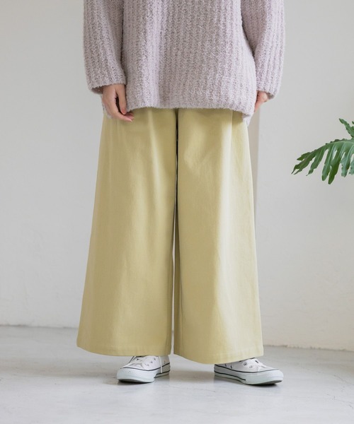 studio CLIP（スタディオクリップ）の「起毛ワイドパンツ[プチ・プラスサイズあり]（その他パンツ・レディース・アイボリー/ライトベージュ/ネイビー/イエロー・MEDIUM/LARGE/PF/ﾌﾘｰ(L)）」の11枚目の写真