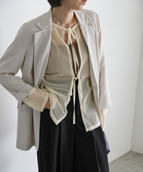 select MOCA(セレクトモカ)の「【ZOZO限定】メッシュリボンブラウス(シャツ/ブラウス・レディース・ブラック/アイボリー・FREE)」の10枚目の写真